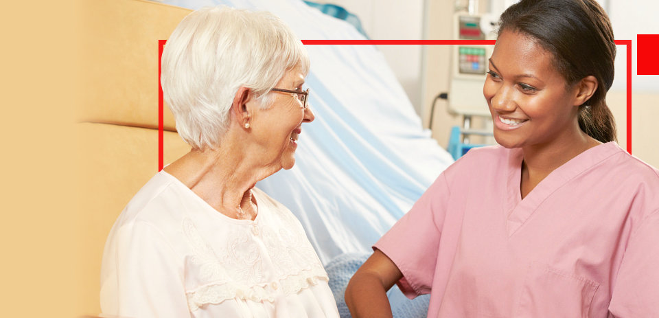 nurse and patient talking